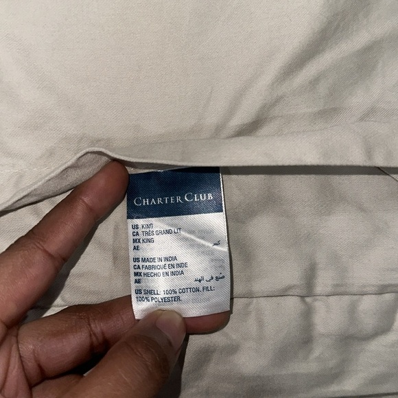 Charter Club Full Double Quilted Pillow Covers Set Beige Diamond King Size - Picture 4 of 5